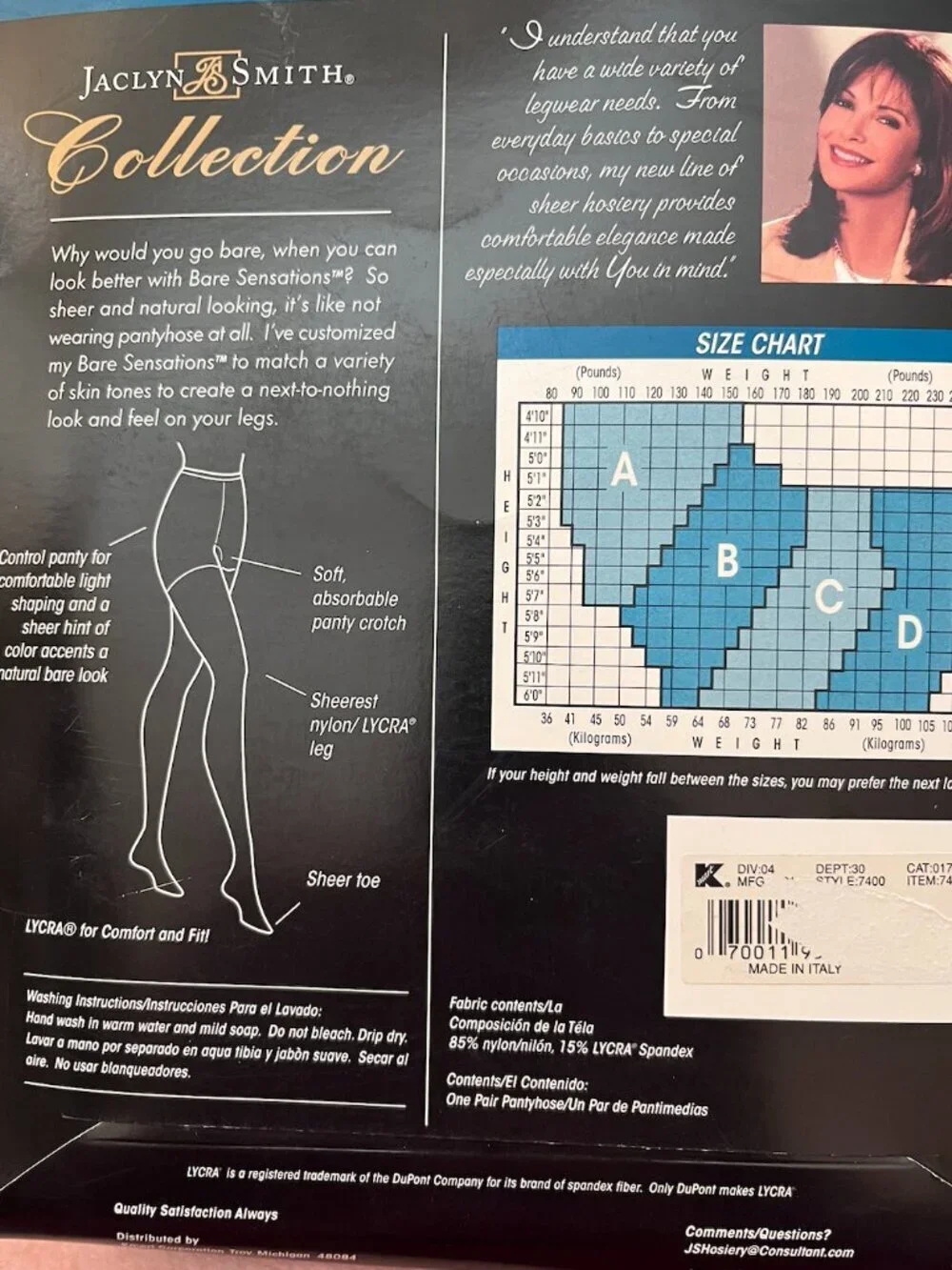 Jaclyn Smith Sheer Nylon Pantyhose Tights Soft Beige Size C